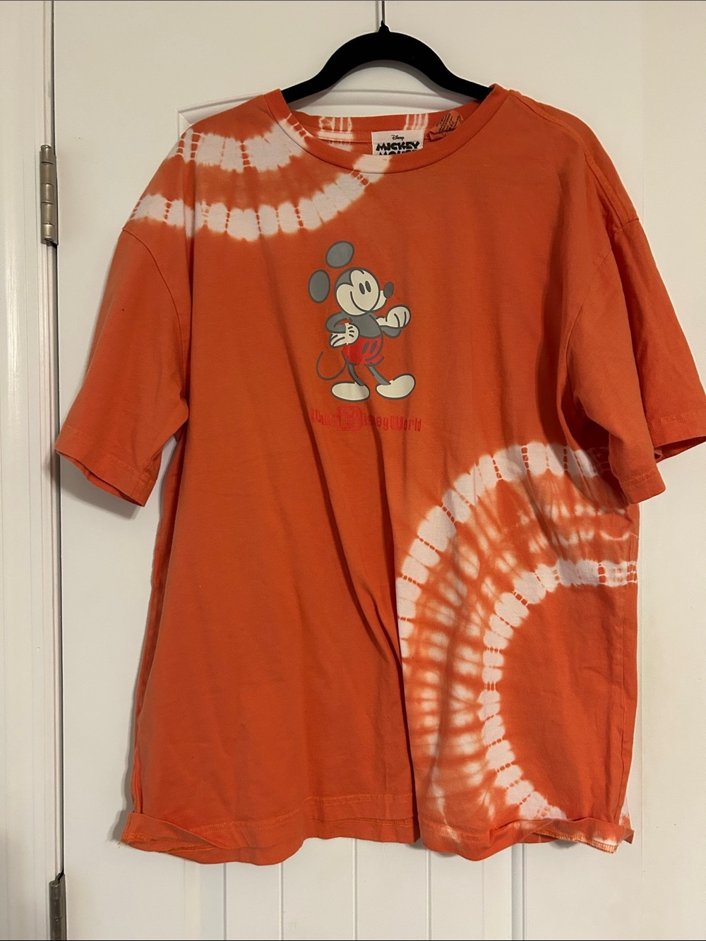 Disney Orange and White Tie-Dye Mickey Short Sleeve Tee